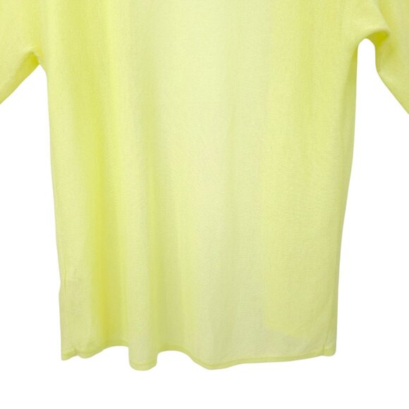 Chicos Open Front Cardigan Womens 1 US M/8 Semi Sheer 3/4 Sleeve Light Yellow - Picture 14 of 16